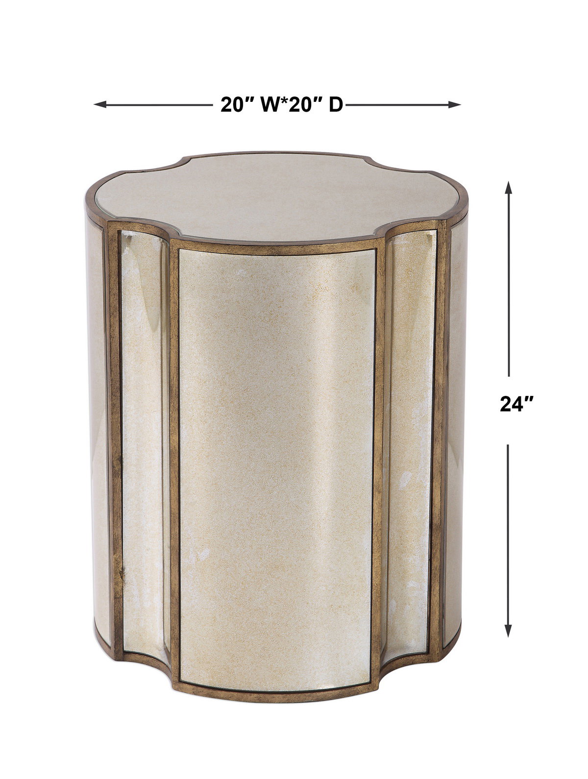Harlow Mirrored Accent Table, Side & End Table by Uttermost, 20" width x 24" height x 20" depth View 3