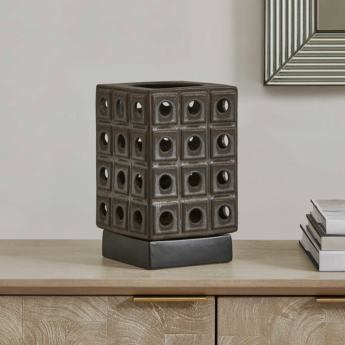 Lattice Indoor-Outdoor Lantern Candleholder, Candles & Candle Holder by Uttermost, 7" width x 12" height x 7" depth View 2