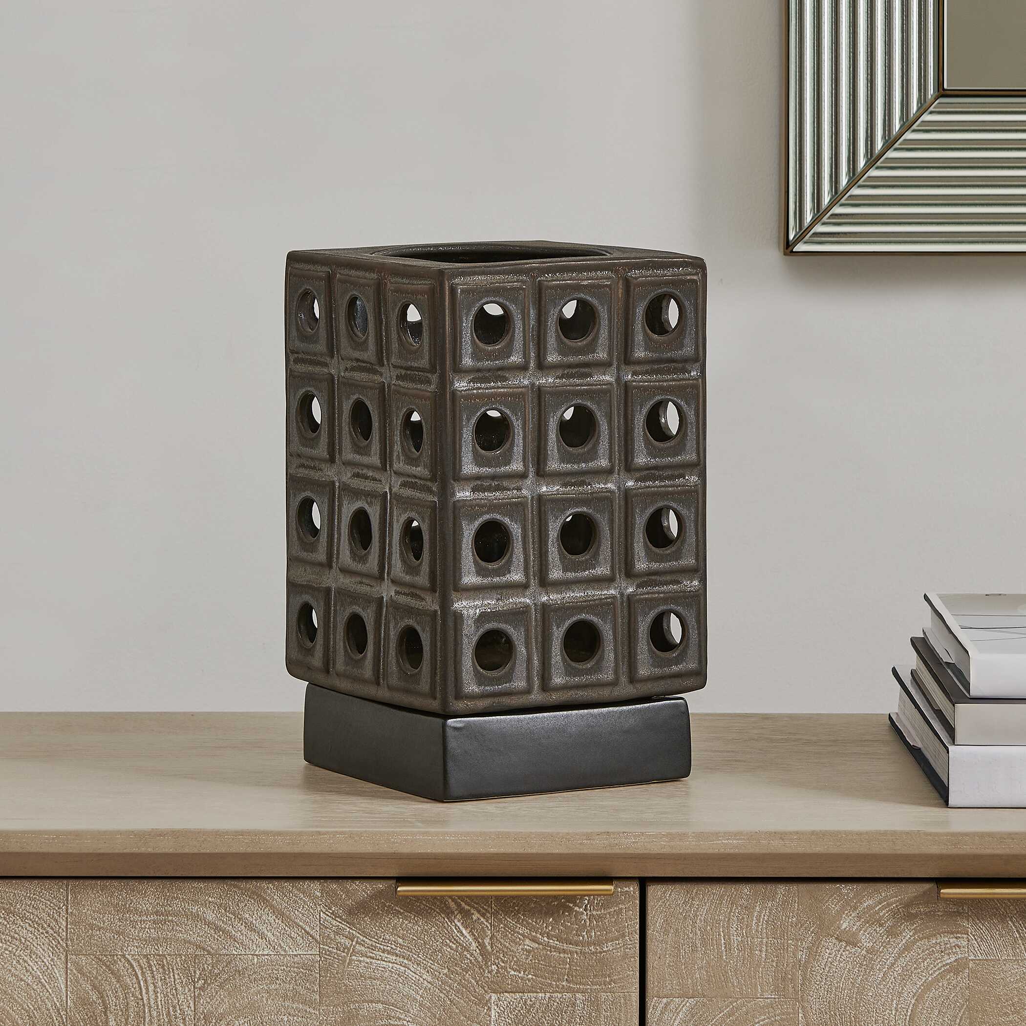 Lattice Indoor-Outdoor Lantern Candleholder, Decorative by Uttermost, 7" width x 12" height x 7" depth View 2