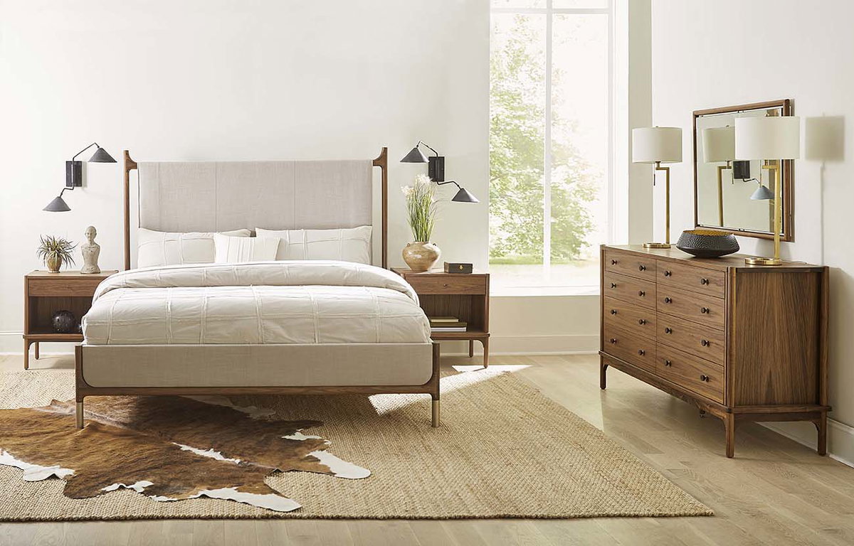 Walnut Grove Upholstered Bed, Cal King, by Stickley, 77.5" width x 64" height x 89.5" depth View 2