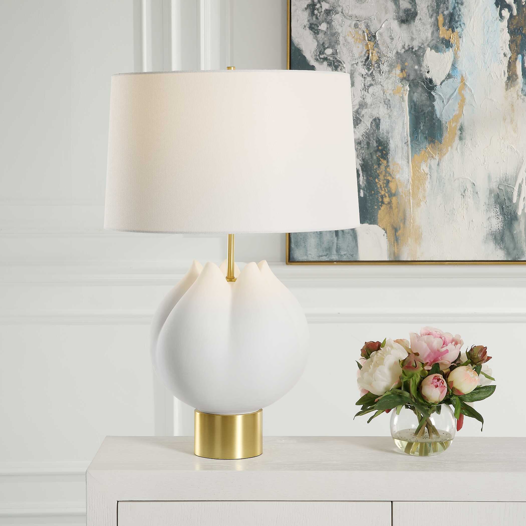 In Bloom White Table Lamp, by Uttermost, 17.5" width x 27" height x 17.5" depth View 6