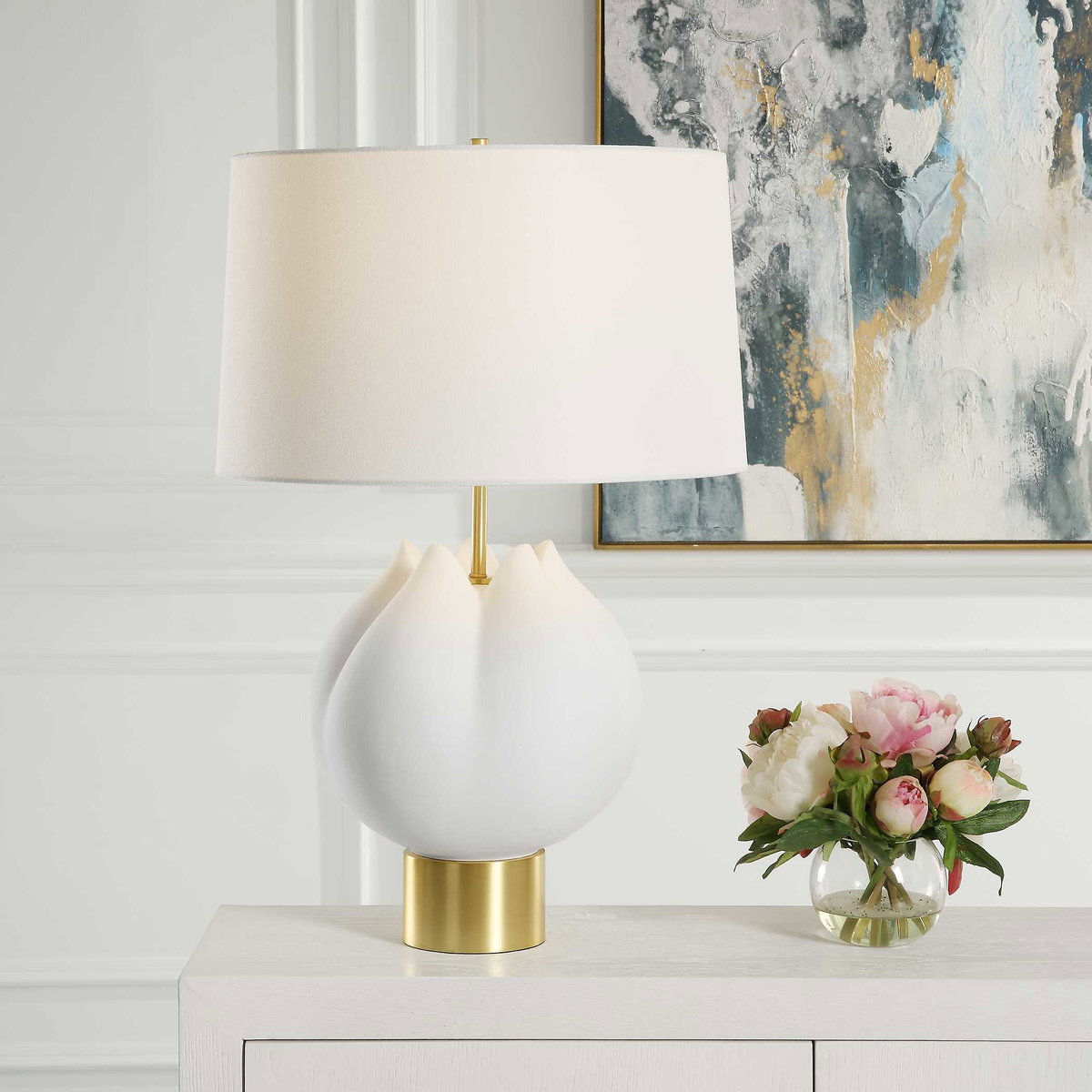 In Bloom White Table Lamp, by Uttermost, 17.5" width x 27" height x 17.5" depth View 6