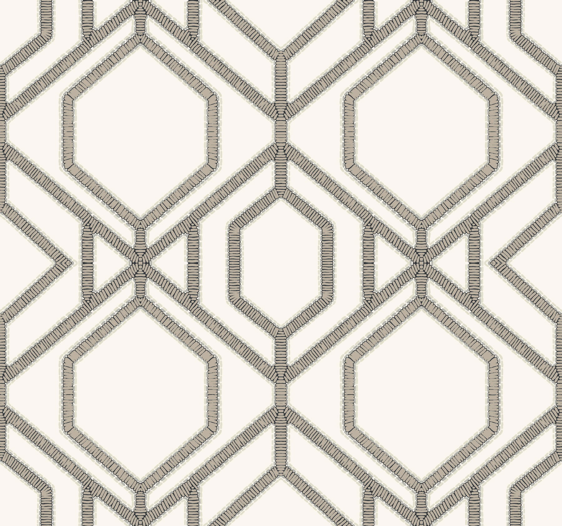 Sawgrass Trellis White & Taupe Wallpaper, by York Wall, 27' length x 2'3" width x 0.02" depth View 1