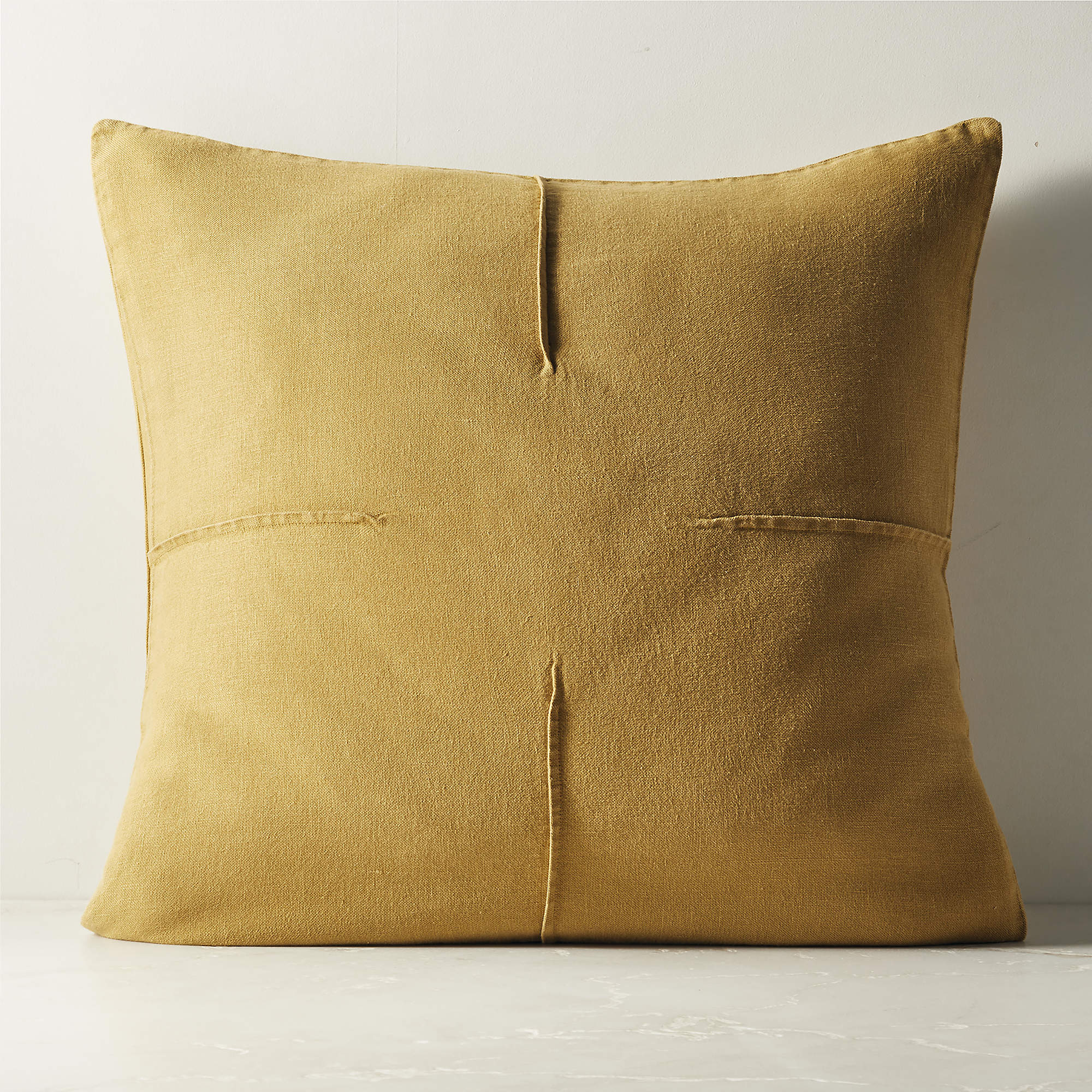 Online Designer Combined Living/Dining Tuck Tobacco Brown Linen Throw Pillow with Down-Alternative Insert 20"