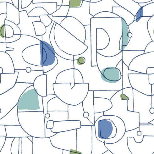Fauvist Blue & Green Peel & Stick Wallpaper