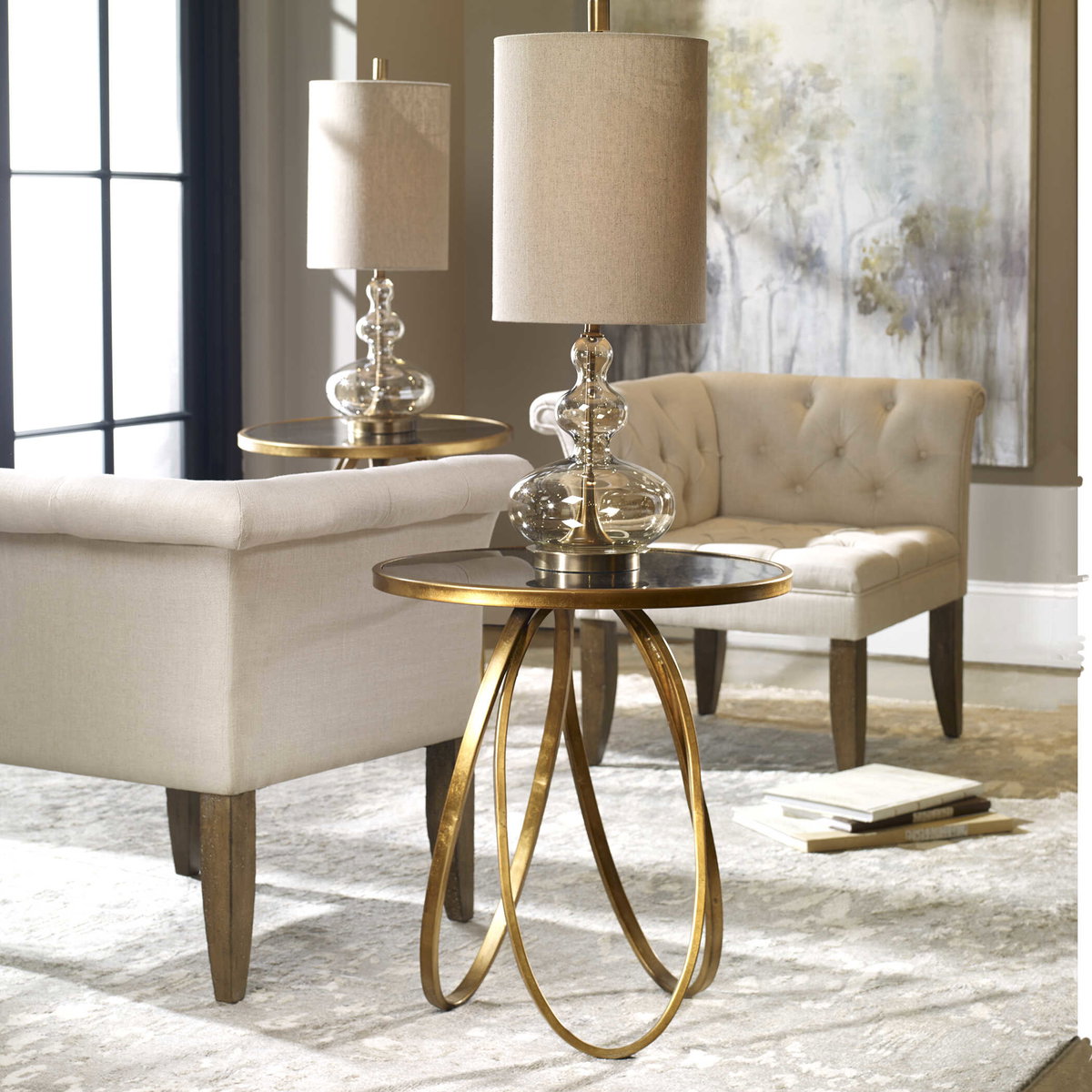 Montrez Gold Side Table, Furniture by Uttermost, 24" width x 26.25" height x 24" depth View 2
