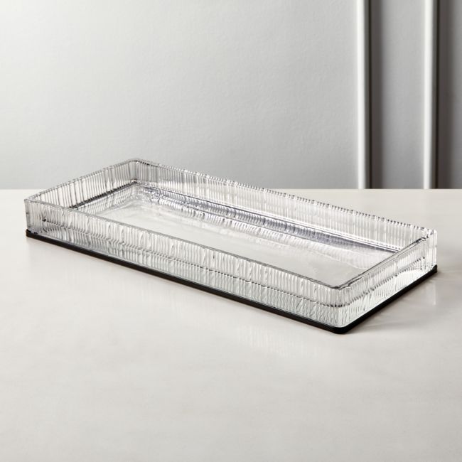 Online Designer Bathroom Athena Black Ribbed Glass Tank Tray