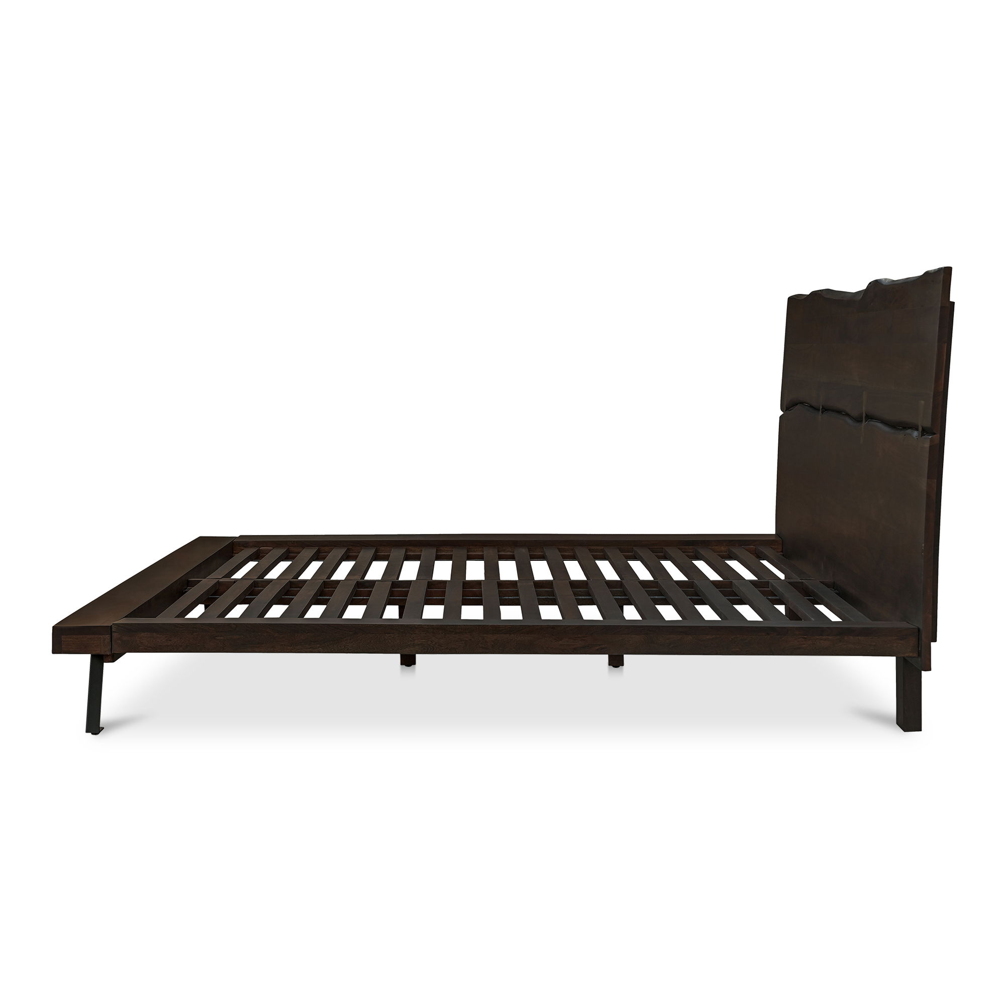 Madagascar King Platform Bed Dark Brown, by Moe's Home, 91.5" width x 48" height x 89" depth View 3