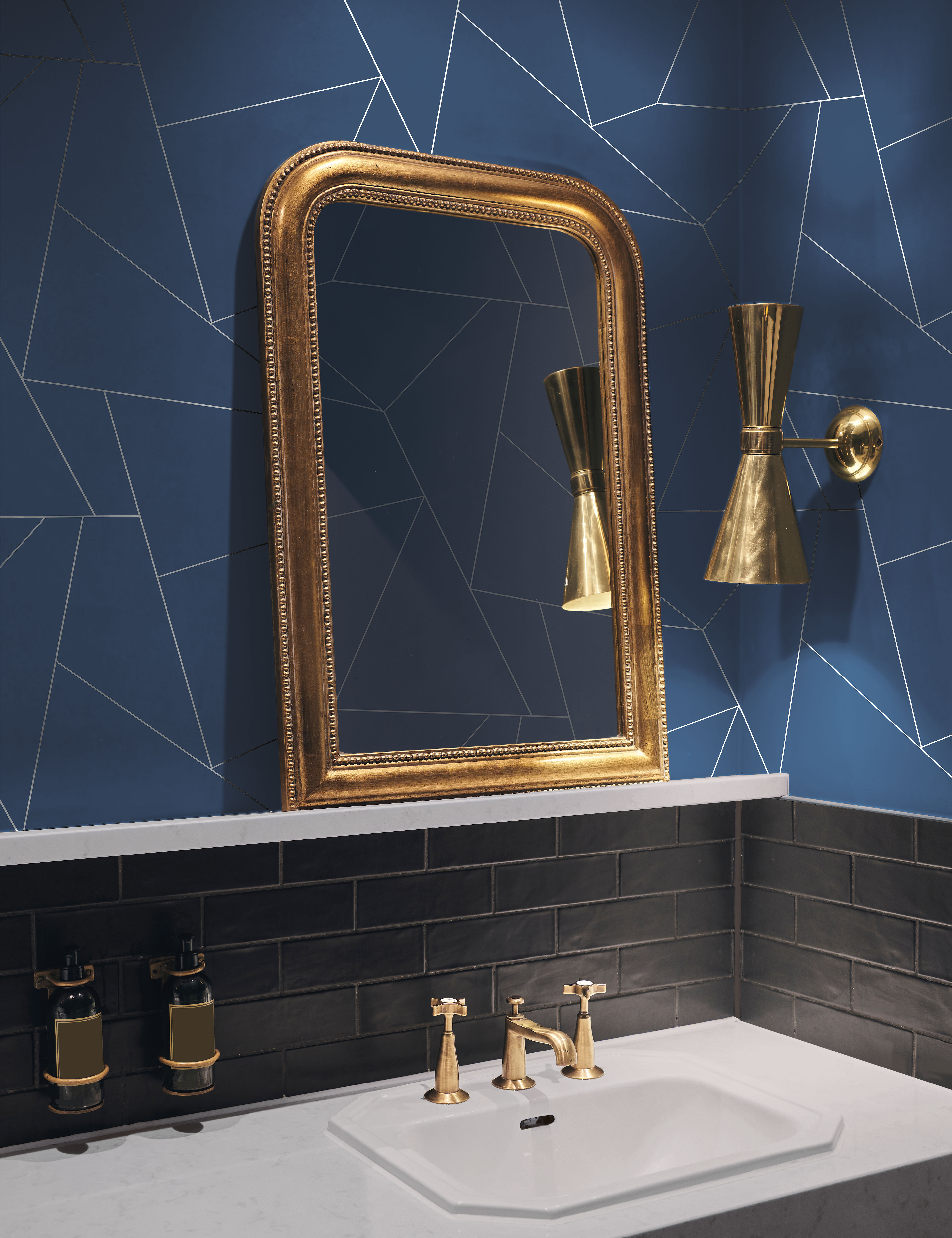 Fractured Prism Blue & White Peel & Stick Wallpaper large image 