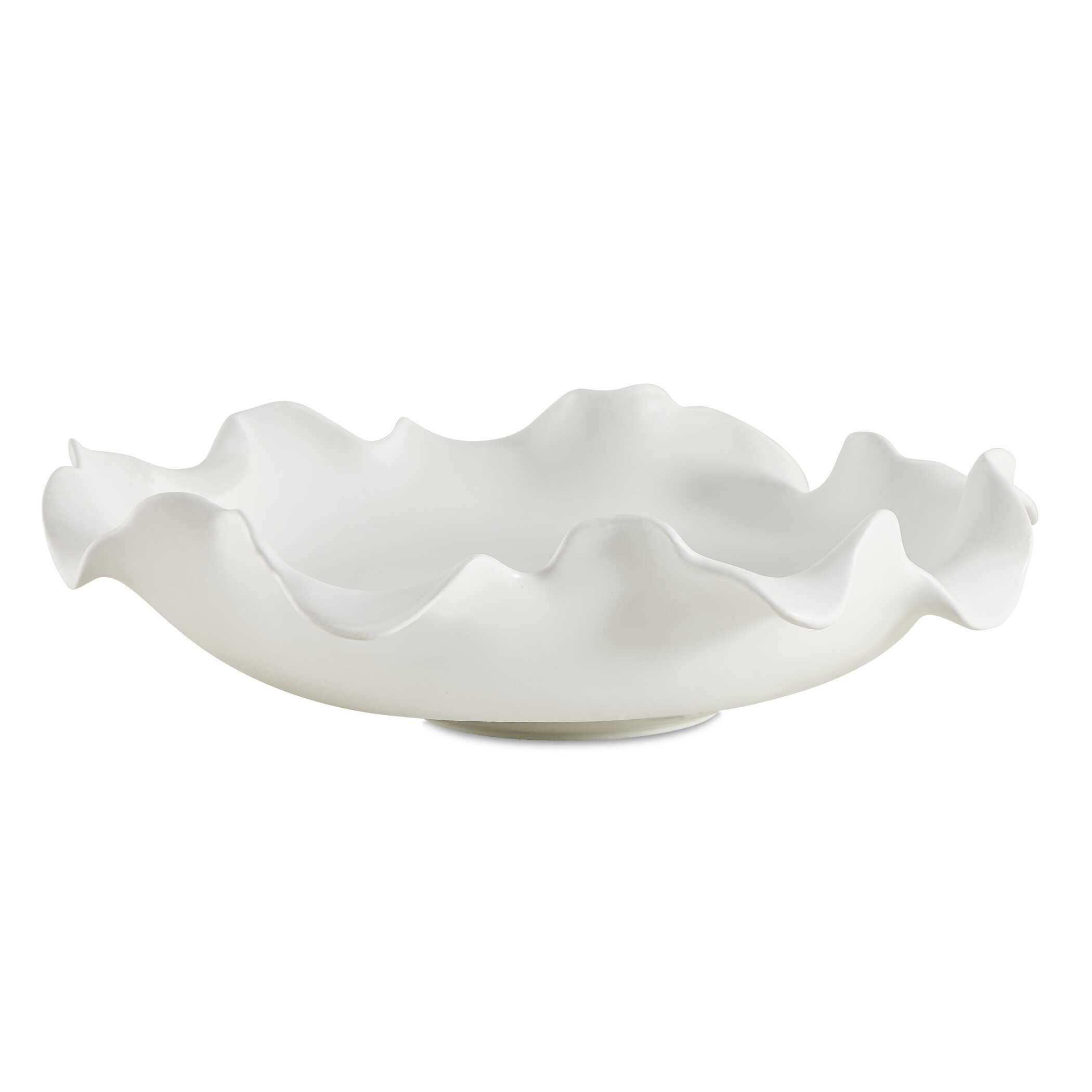 Wave Crest White Outdoor Bowl, Decorative by Uttermost, 20" width x 4" height x 20" depth View 1