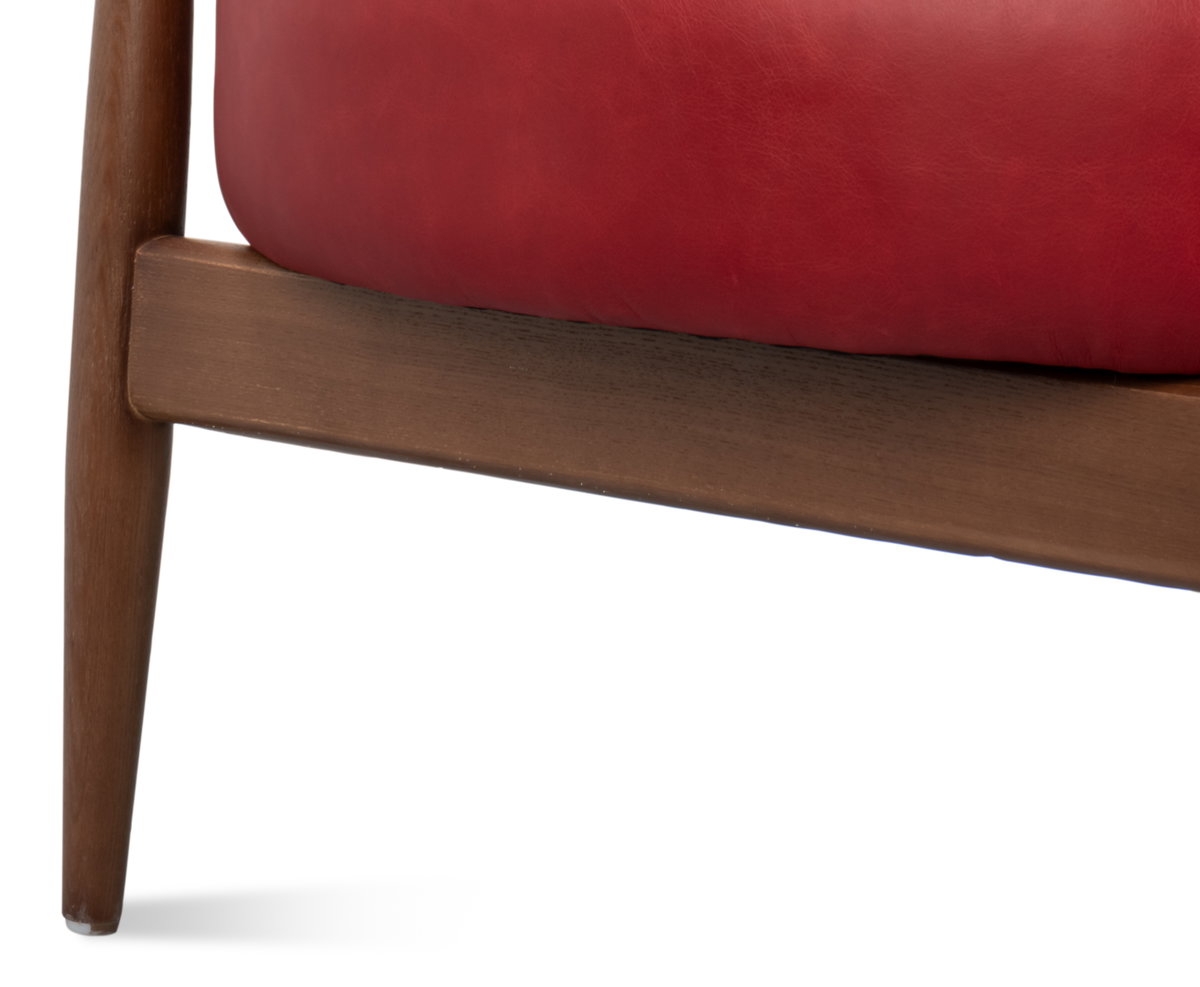 Pindar Armchair  Leather  New Rouge Red, by Sarreid, 2'7" length x 2'6" width x 2'6" height View 6