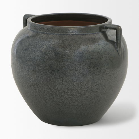 Kora Short Dark Metallic Double Ear Vase