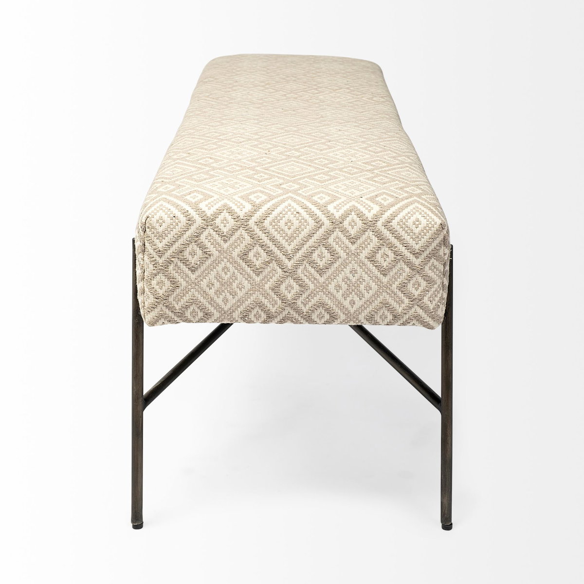 Avery II 55L x 17W Off White Upholstered Seat With Metal Base Accent Bench, Benche by Mercana, 55" length x 17" width x 18" height View 7