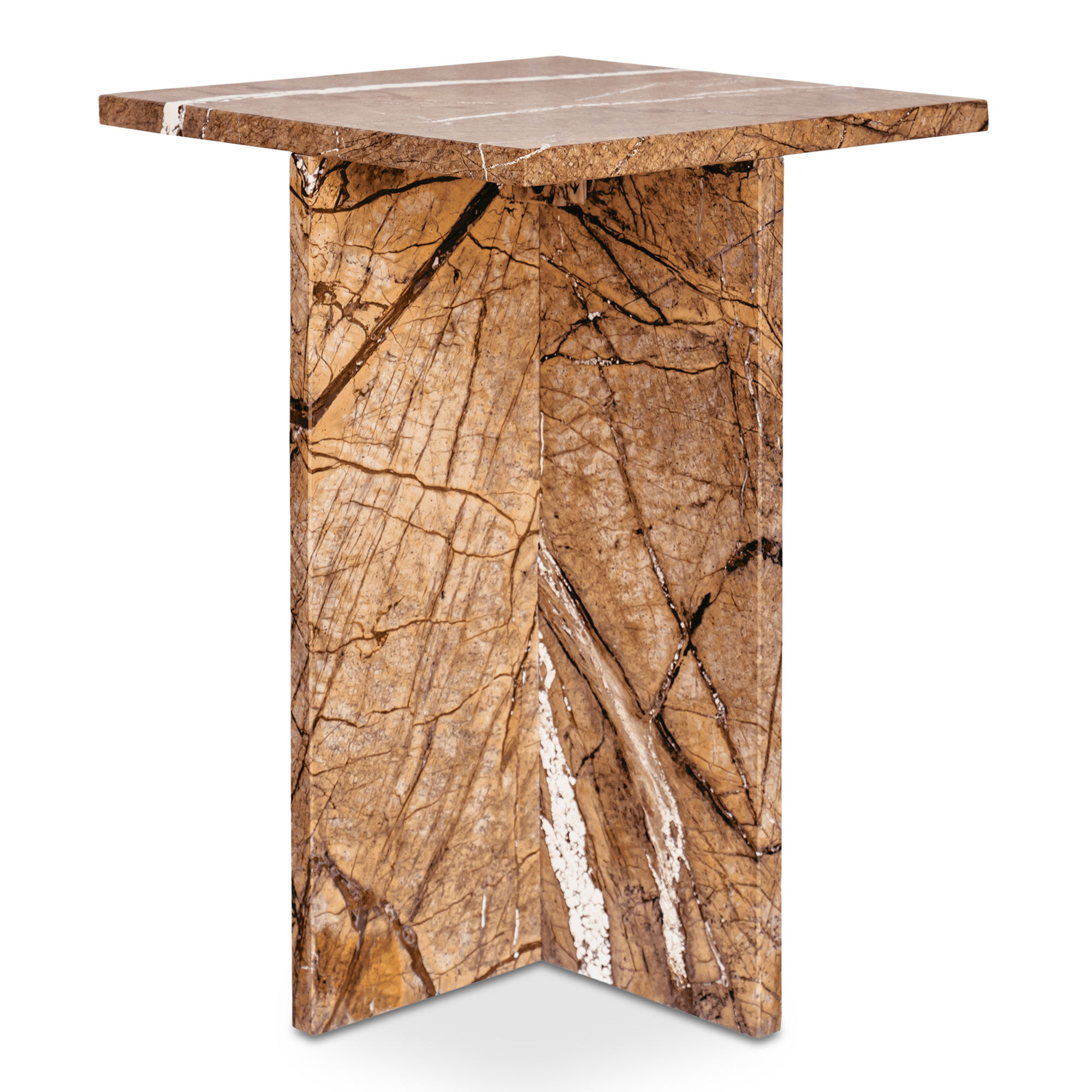 Blair Accent Table Golden Forest Marble, Side & End Table by Moe's Home, 14" width x 20" height x 14" depth View 3
