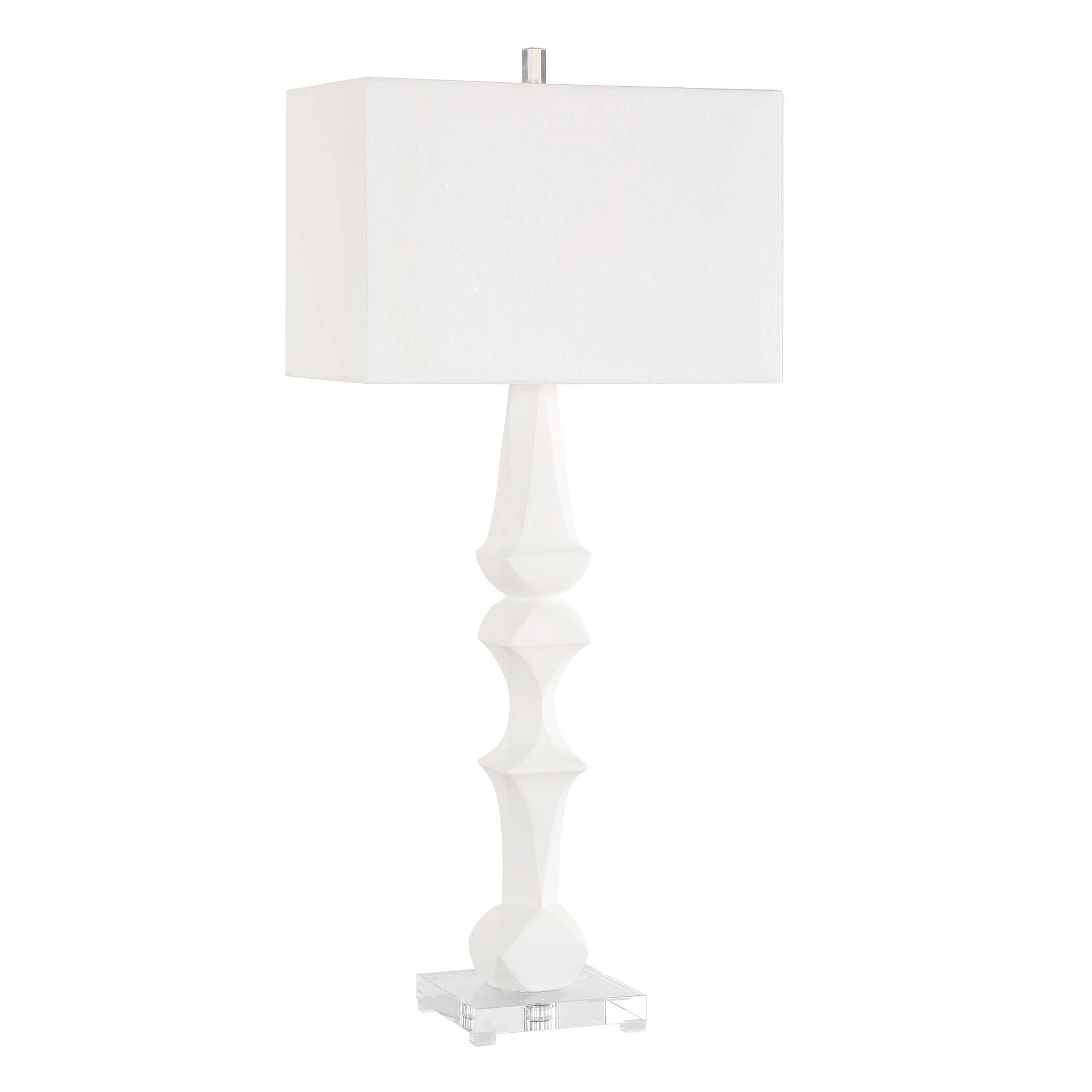 Mayme White Table Lamp, by Uttermost, 17" width x 37.5" height x 10" depth View 4
