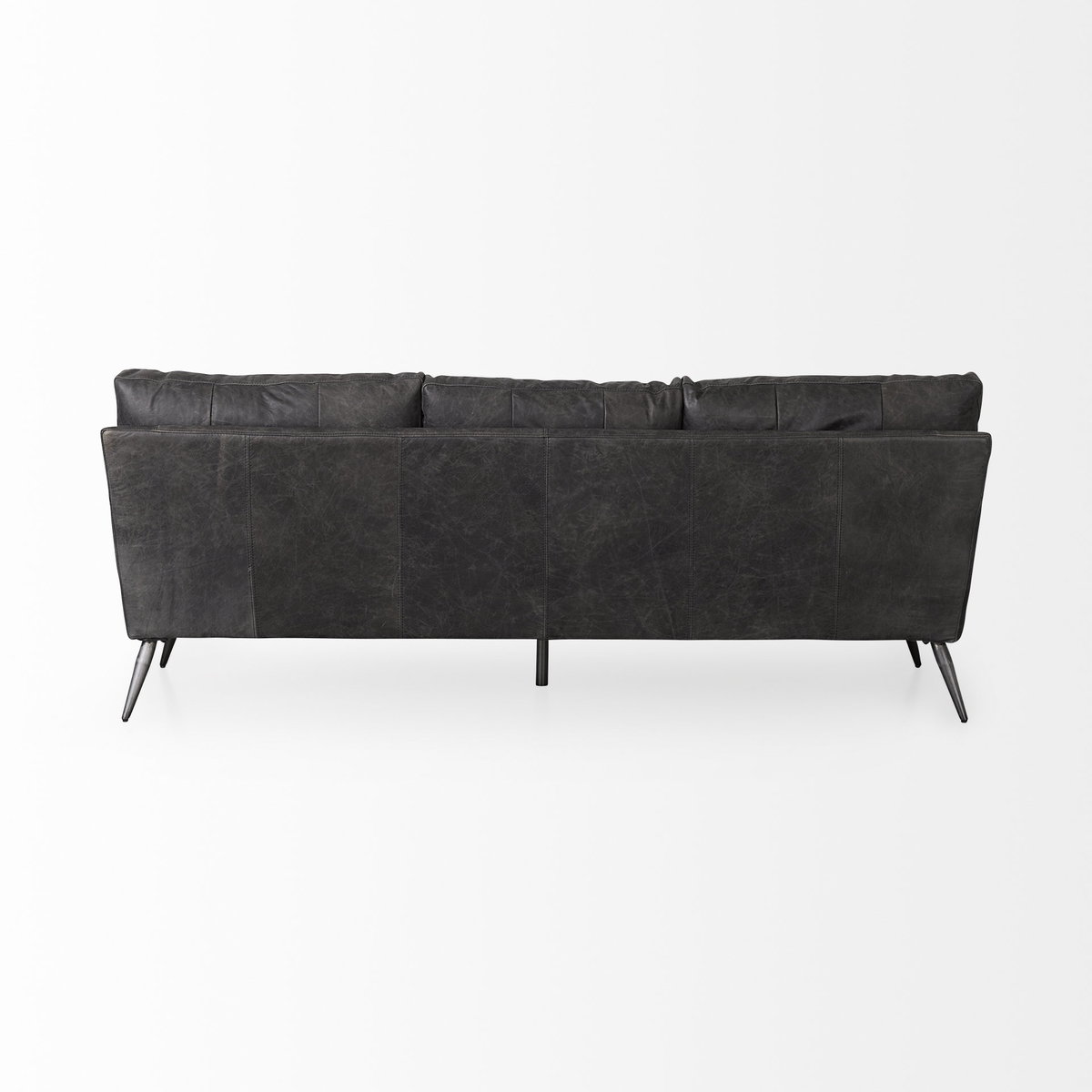Cochrane 82L x 33W x 32.3 Black Leather Three Seater Sofa, Sofas & Sectional by Mercana, 82" length x 33" width x 32" height View 9