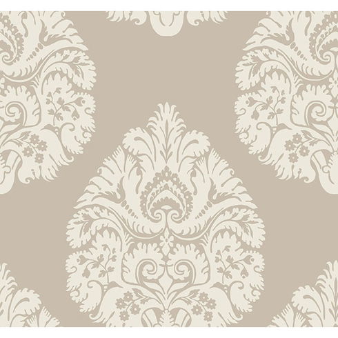 Teardrop Damask Beige Wallpaper