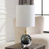 Enigma Teal Blue Glass Buffet Lamp, Table Lamp by Uttermost, 9" width x 20" height x 9" depth thumbnail 4