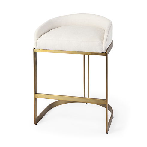 Hollyfield II Cream Fabric Seat with Gold Metal Base Counter Stool