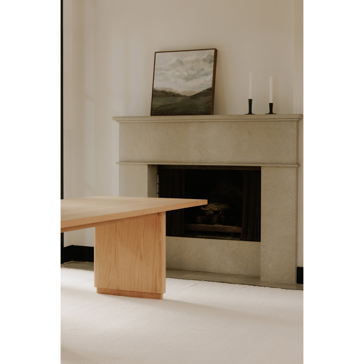 Round Off Small Dining Table Natural Oak, by Moe's Home, 88" width x 29" height x 39" depth View 6