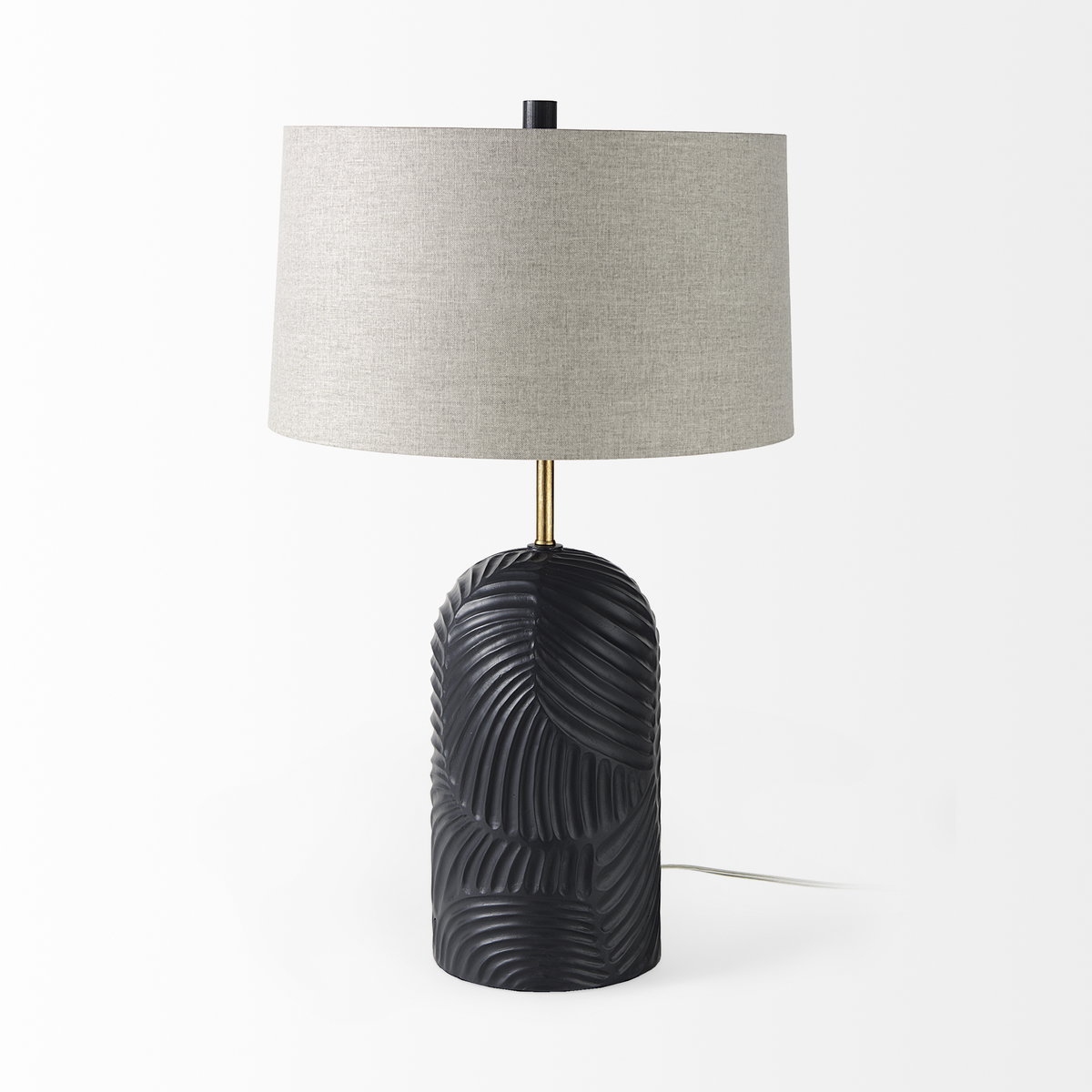 Quinn  Navy Base with Beige Fabric Shade Table Lamp, by Mercana, 18" length x 18" width x 28.75" height View 4