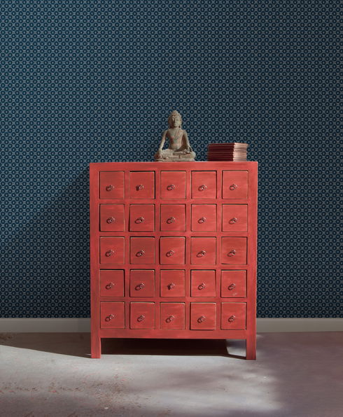 Fretwork Blue Wallpaper