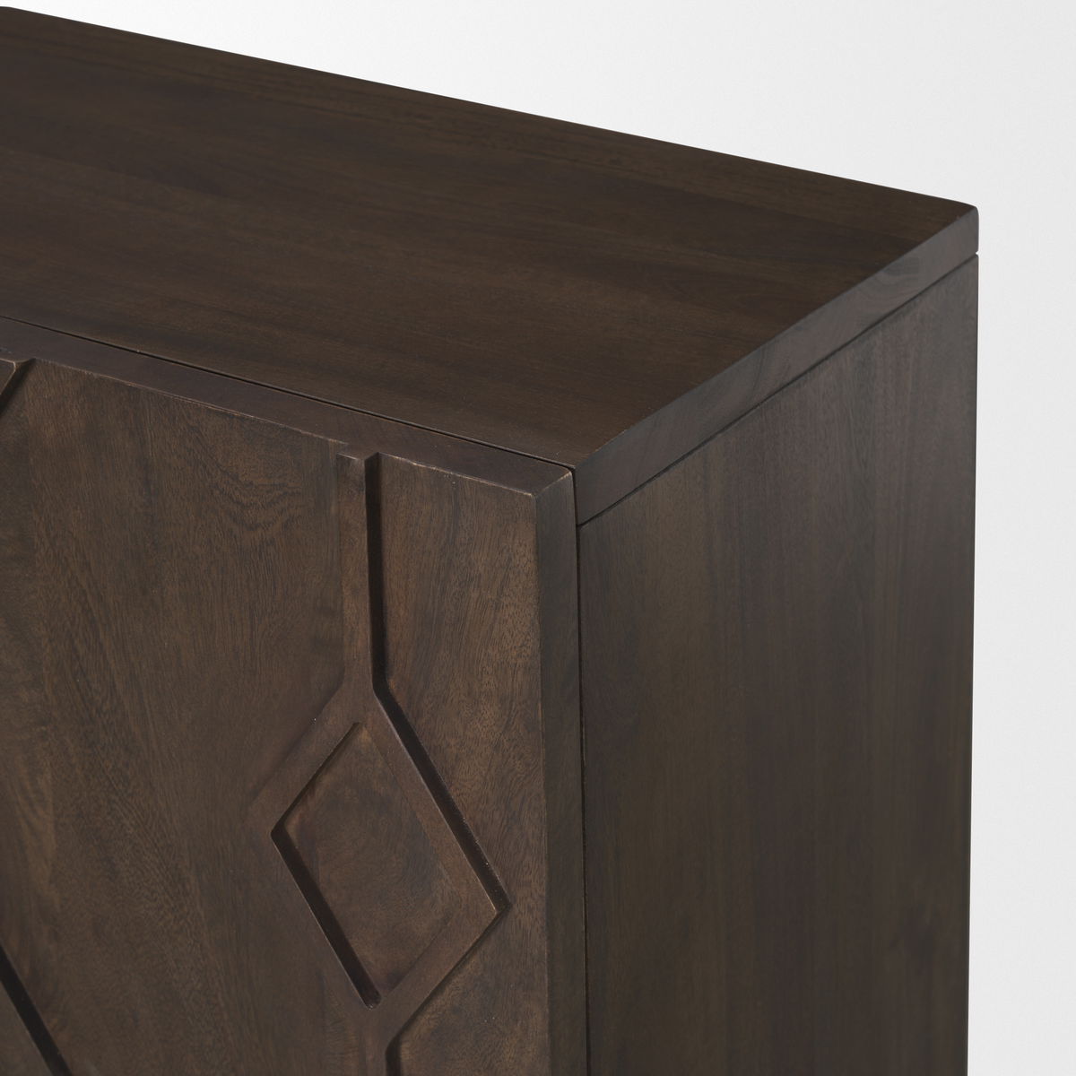 Heera Dark Brown Diamond Motif with Shelf Accent Cabinet, Cabinets & Chest by Mercana, 36" length x 16.25" width x 32" height View 9