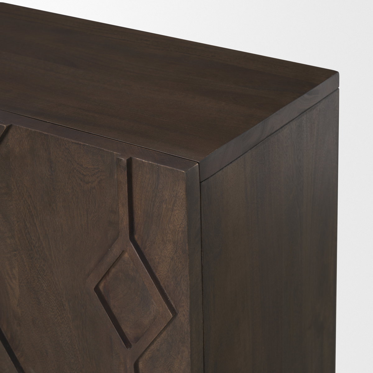 Heera Dark Brown Diamond Motif with Shelf Accent Cabinet, Cabinets & Chest by Mercana, 36" length x 16.25" width x 32" height View 9