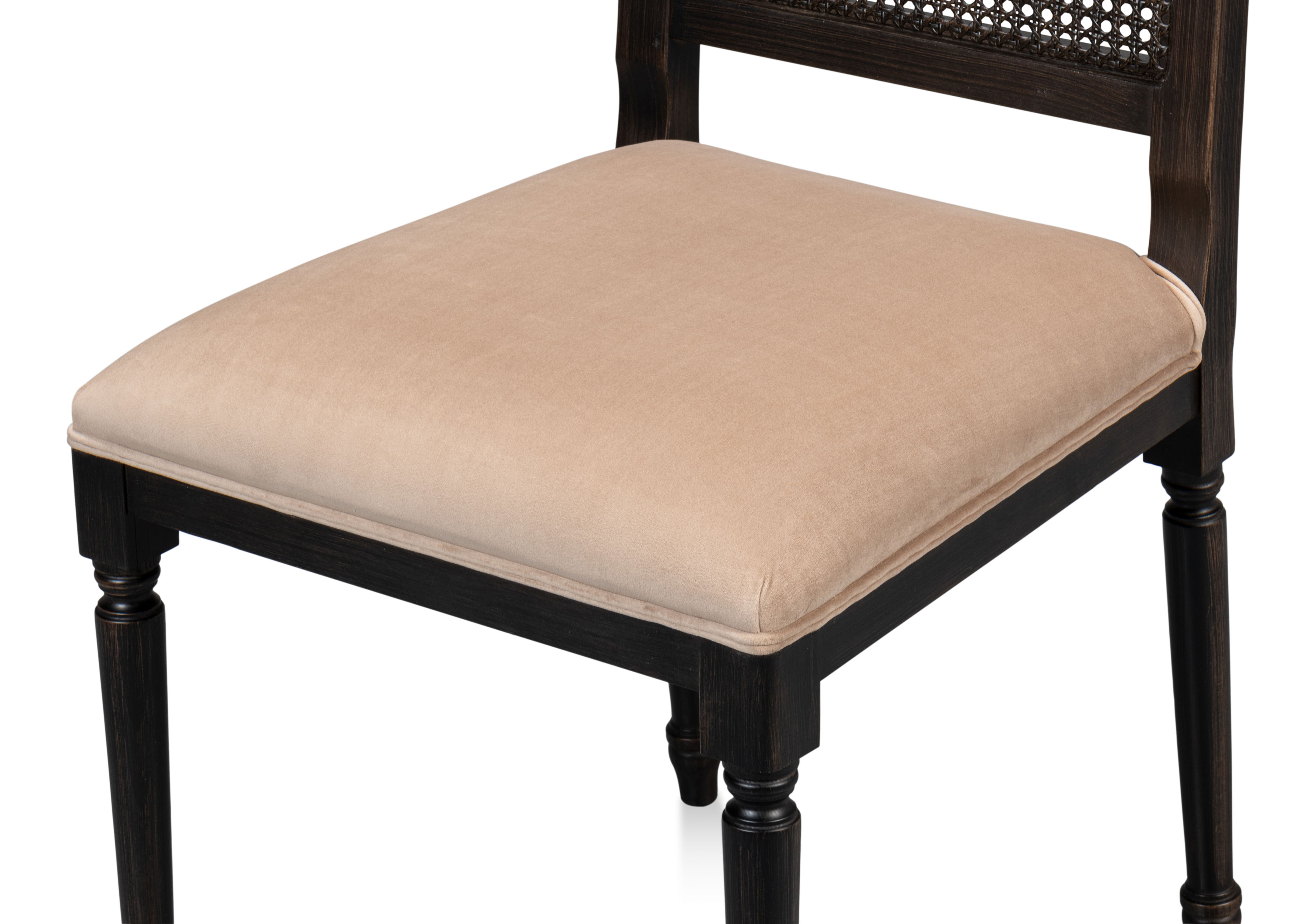 Cane Back Side Chair, Nero, Toffee, Dining Chair by Sarreid, 20" length x 20" width x 40" height View 12