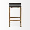 Givens 24.25'H Seat Height Brown Wood Seat Gold Metal Frame Stool, Counter & Bar Stool by Mercana, 14" length x 15.8" width x 26" height thumbnail 4