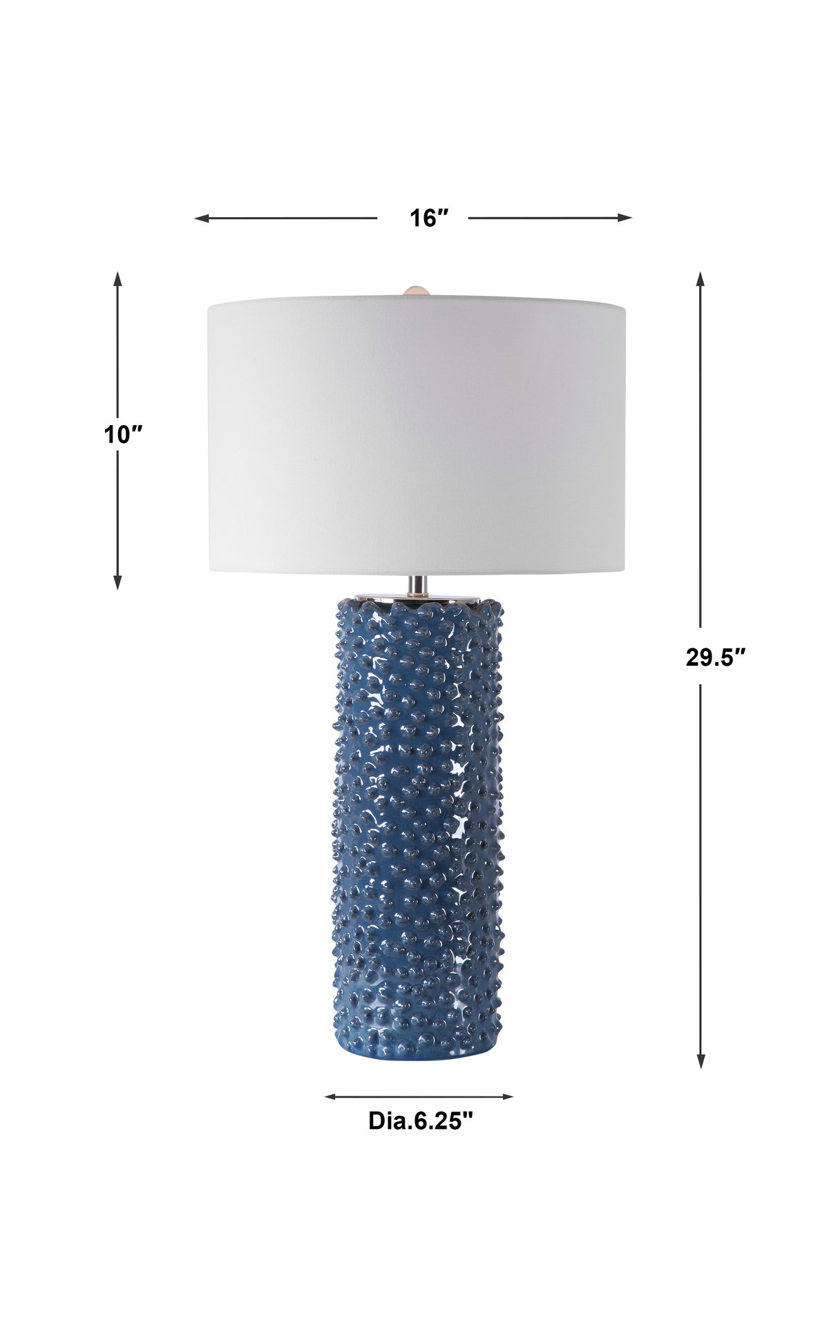 Ciji Blue Table Lamp, by Uttermost, 16" width x 29.5" height x 16" depth View 3