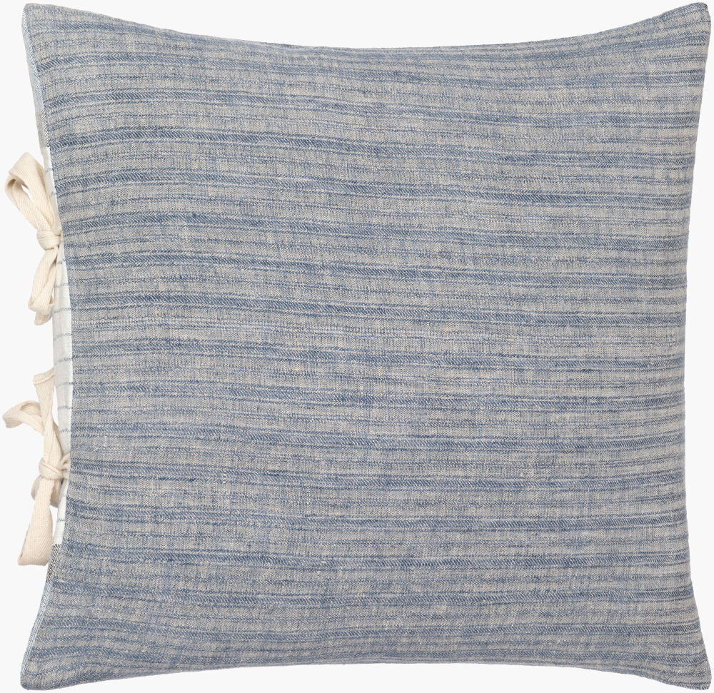 Linen Stripe Ties Accent Pillow, Decorative Pillow by Surya, 18" length x 18" width