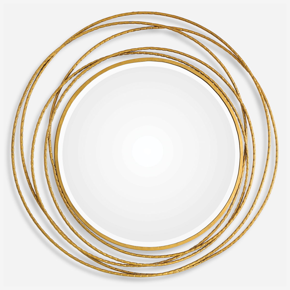 Whirlwind Gold Round Mirror, by Uttermost, 39.37" width x 39.37" height x 1.15" depth View 1