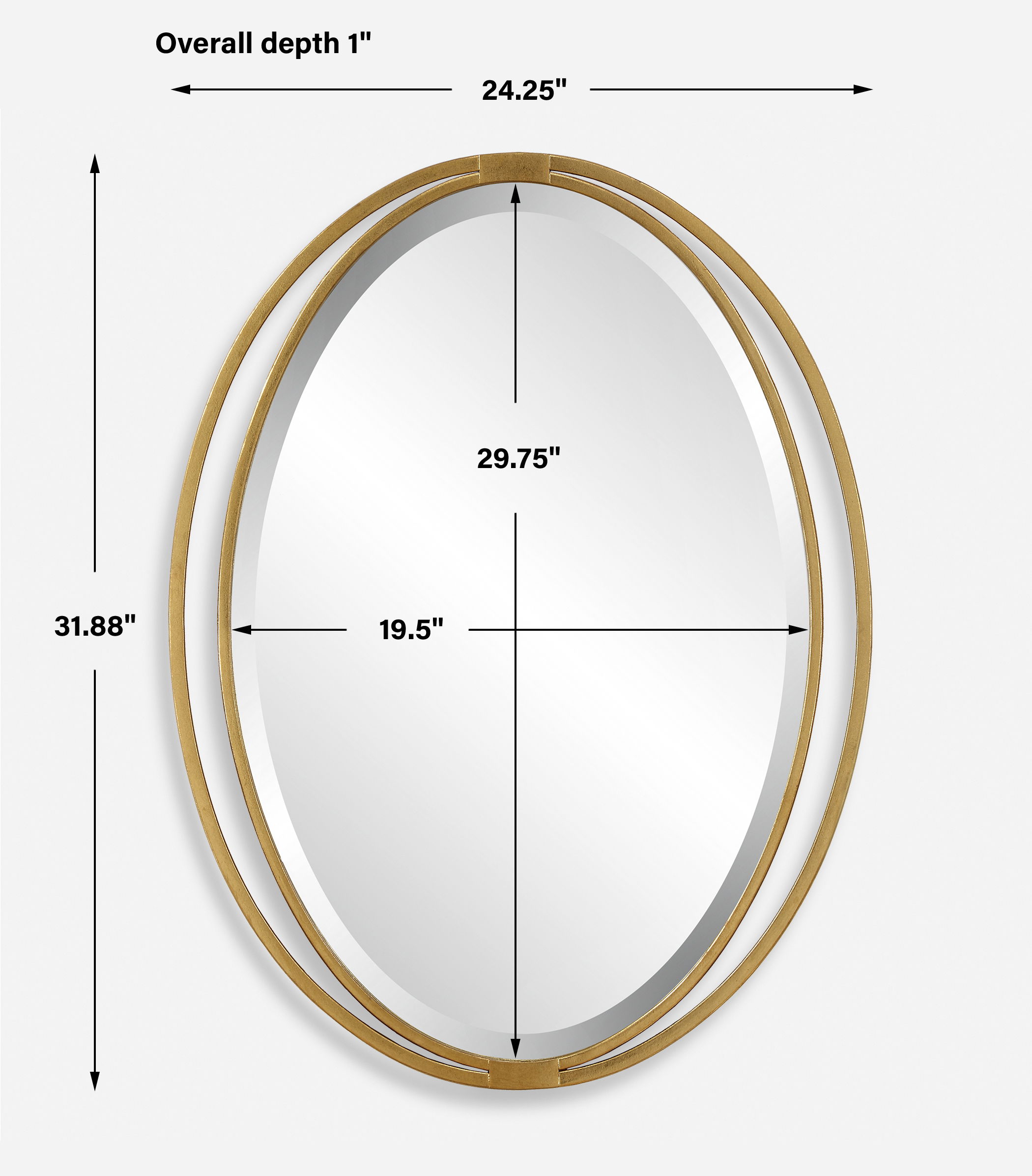 Rhodes Gold Oval Mirror, by Uttermost, 24.25" width x 31.88" height x 1" depth View 3