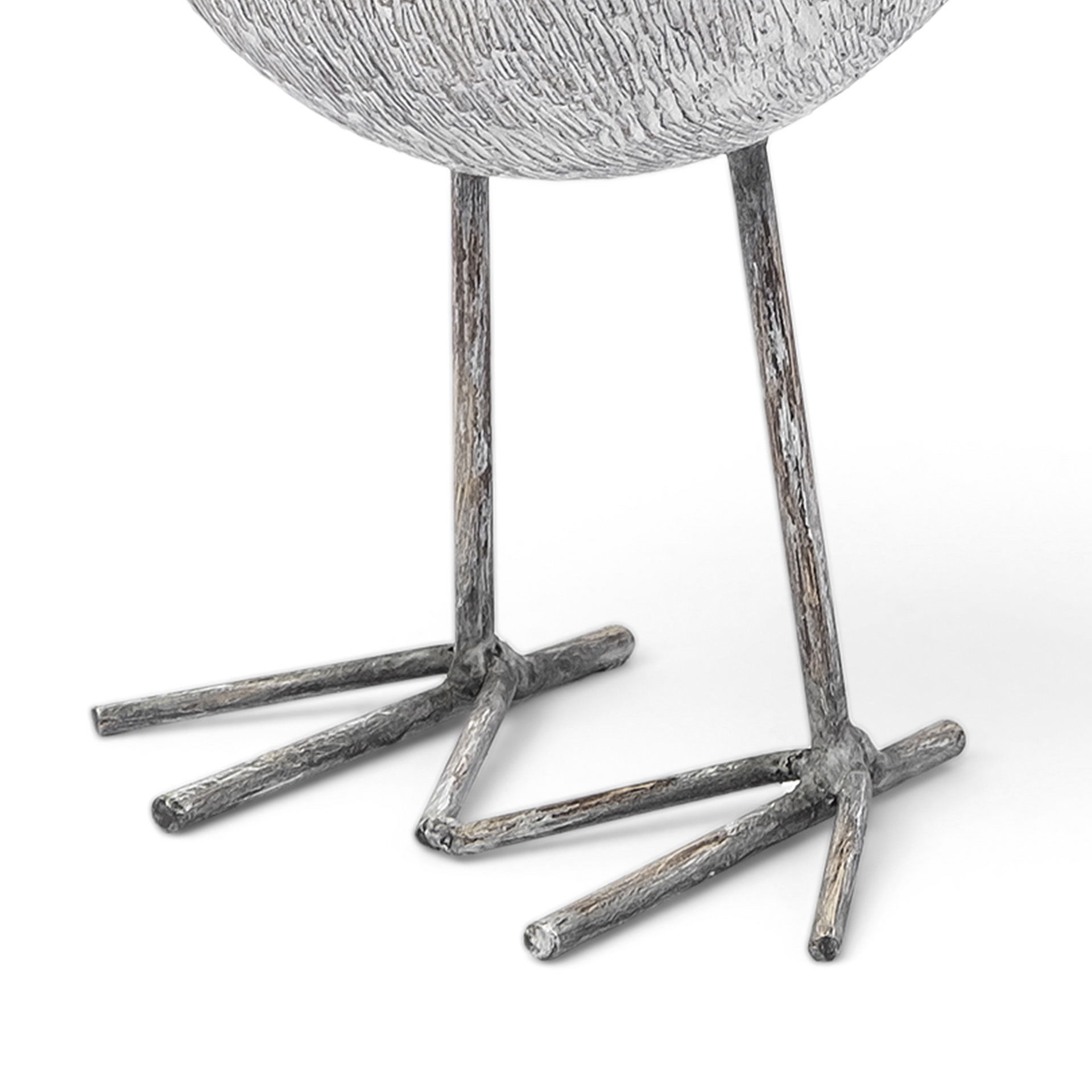 Snipe I 6L x 6W Off-White Resin Bird Ornament with Metal Feet, Decorative Object by Mercana, 6" width x 6" height View 5