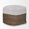 Samiya Jute with White Cotton Pouf, Ottoman by Mercana, 16" length x 16" width x 16" height thumbnail 4