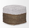 Samiya Jute with White Cotton Pouf, Ottoman by Mercana, 16" length x 16" width x 16" height thumbnail 4