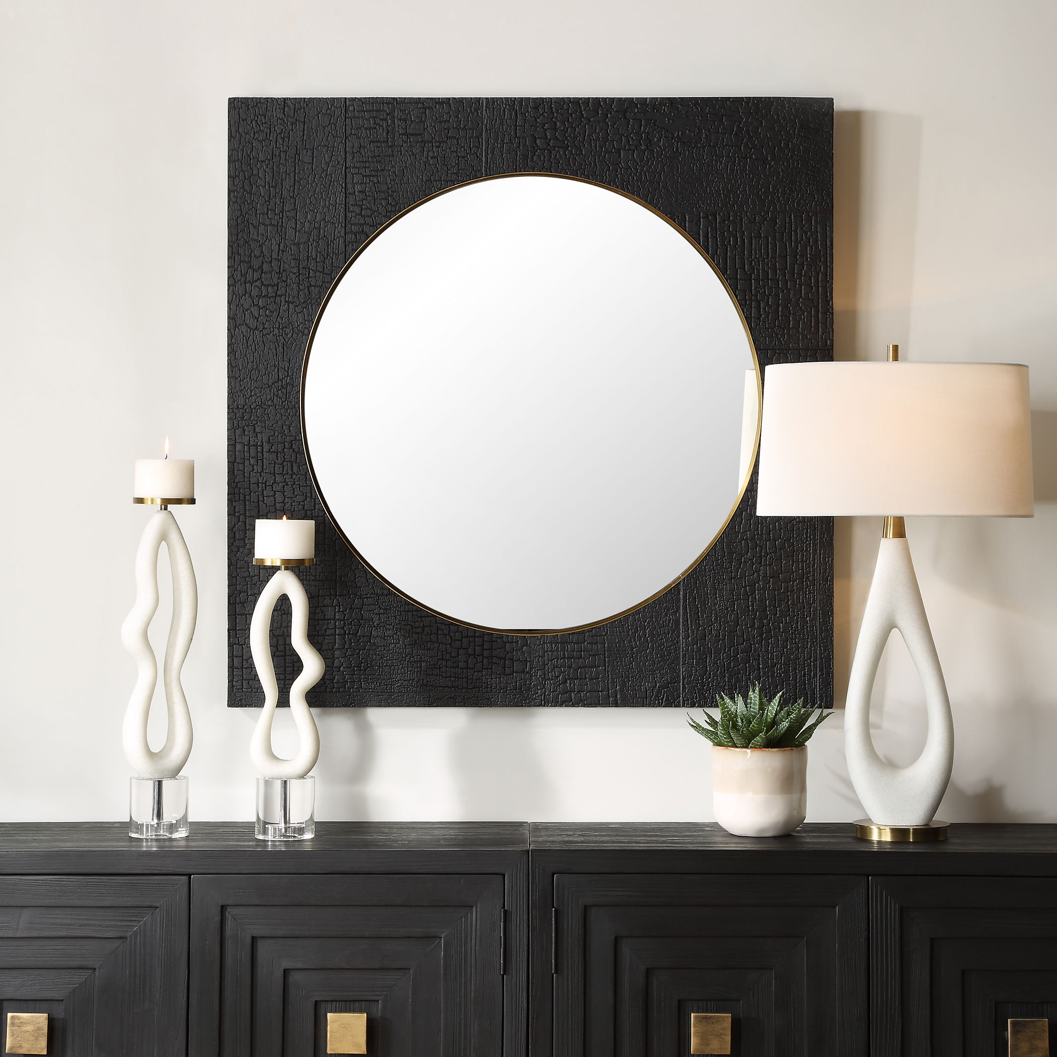 Ember Black Square Mirror large image 