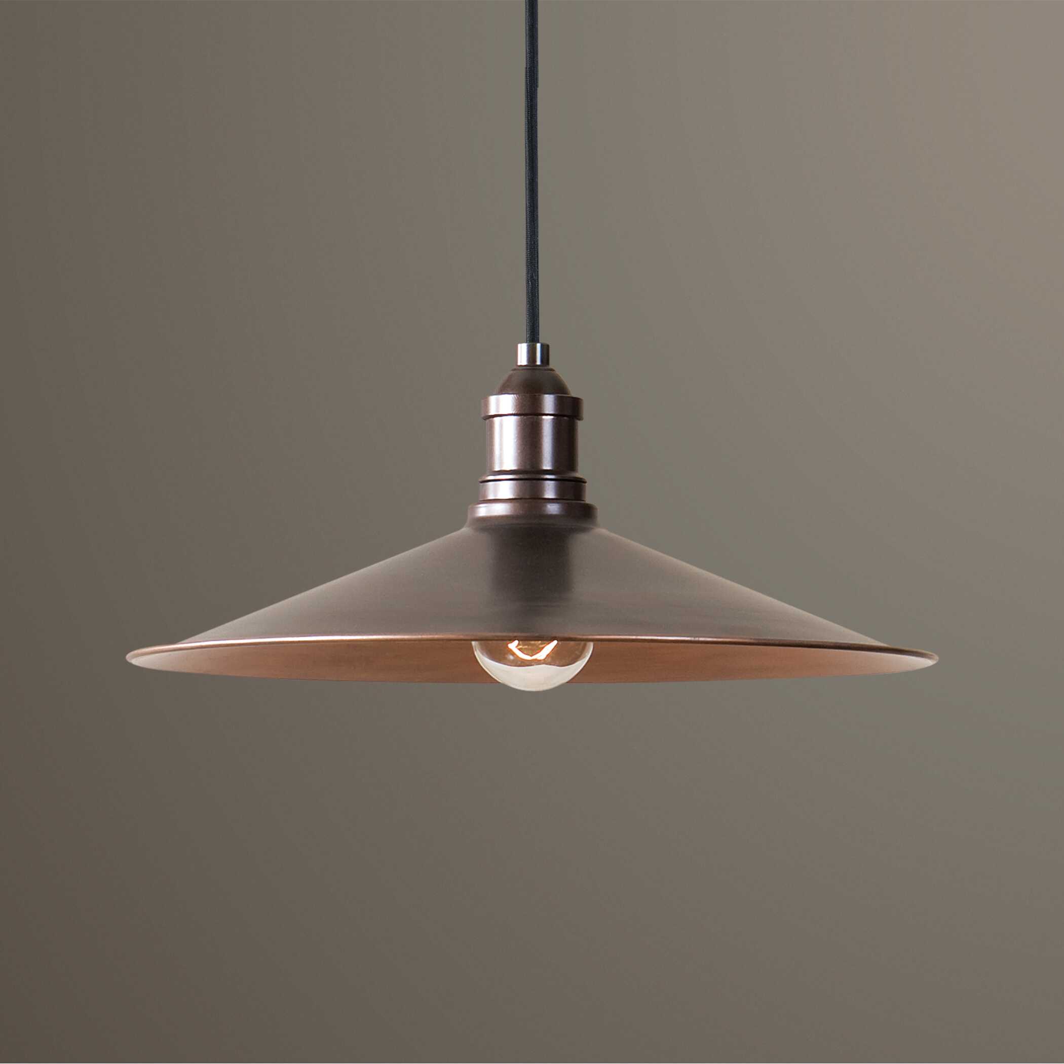 Barnstead 1 Light Copper Pendant, Ceiling Light by Uttermost, 14" width x 6" height x 14" diameter x 14" depth View 2