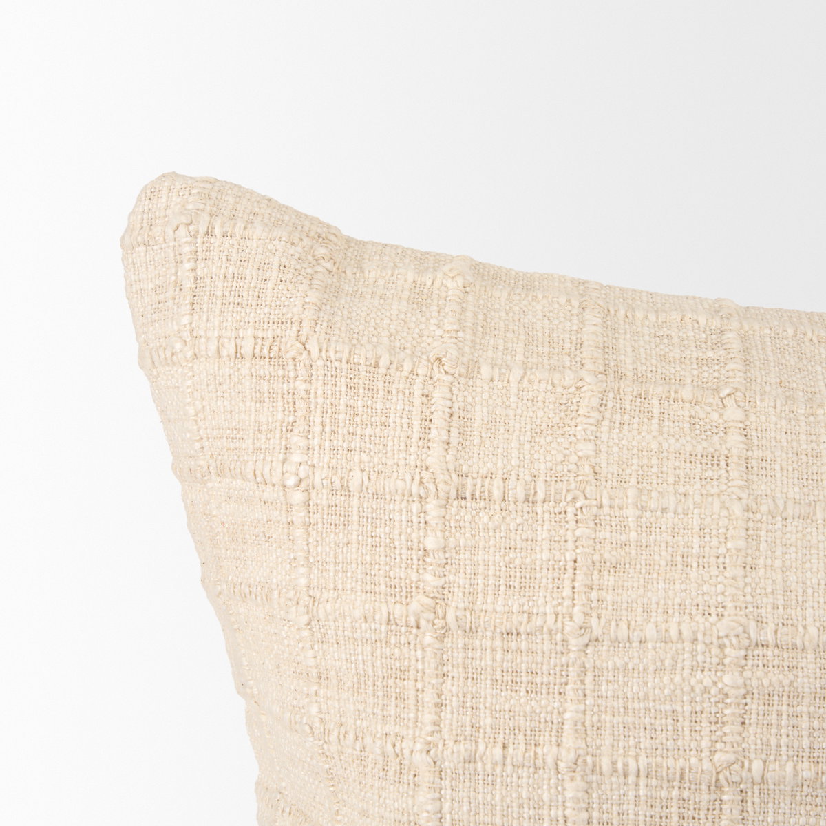 Jacory 22x22 Cream Checker Textured Decorative Square Pillow Cover, Decorative Pillow by Mercana, 22" length x 0.5" width x 22" height View 9