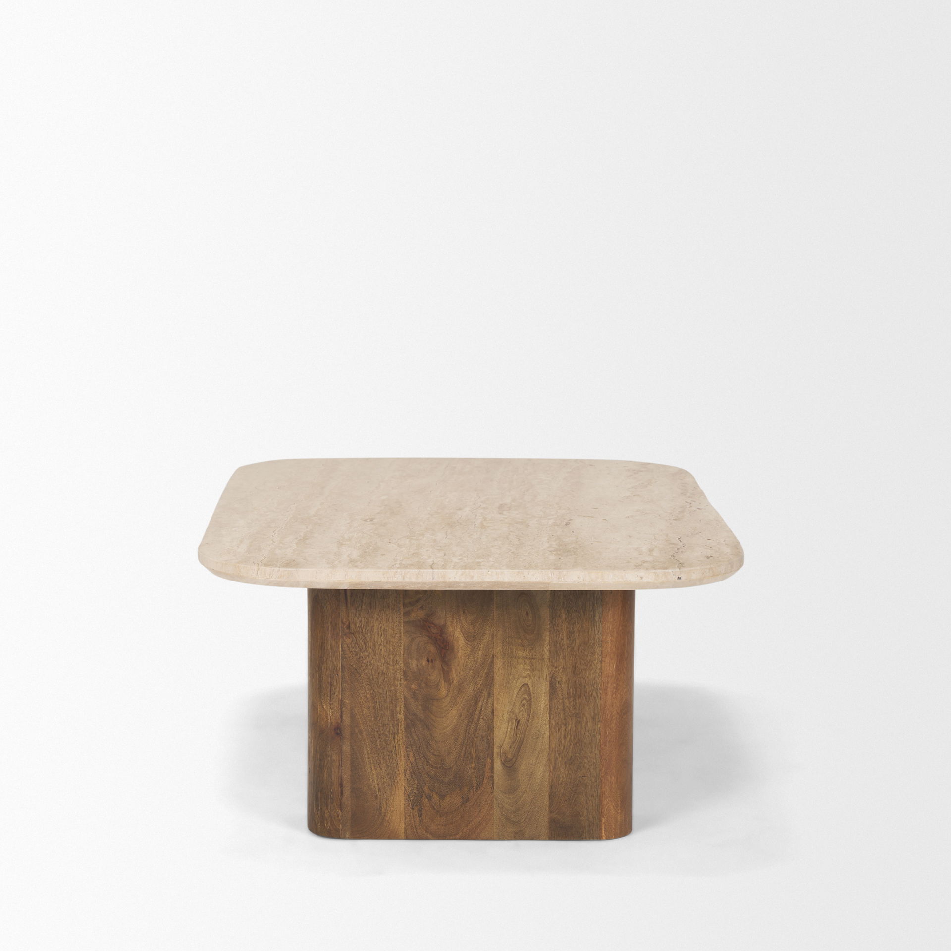Symona Travertine and Mango Wood Rectangle Coffee Table large image 