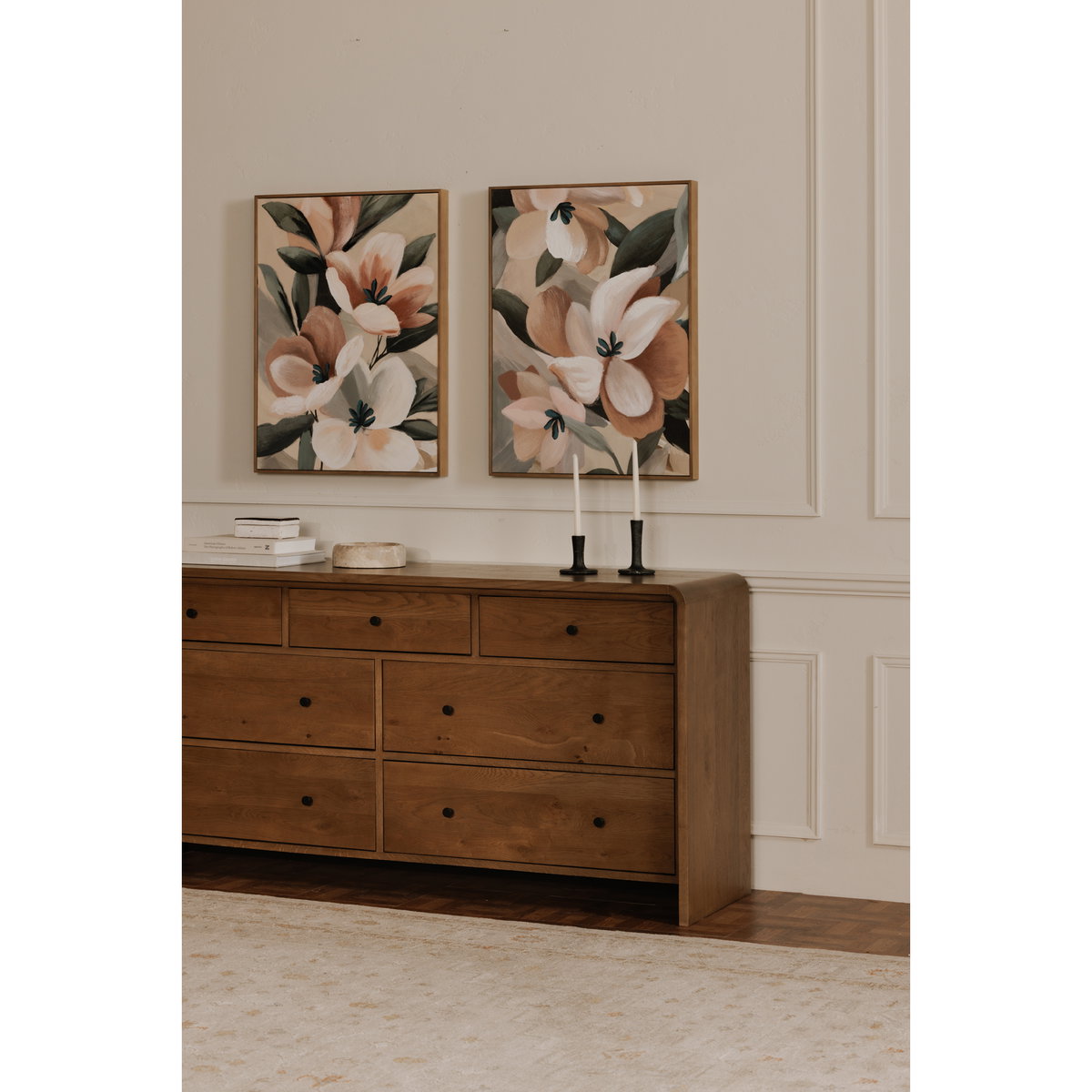 Riley 7 Drawer Dresser Oak, by Moe's Home, 70" width x 34" height x 19" depth View 8
