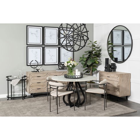 Parker I Beige Fabric Seat Gun Metal Gray Metal Frame Dining Chair