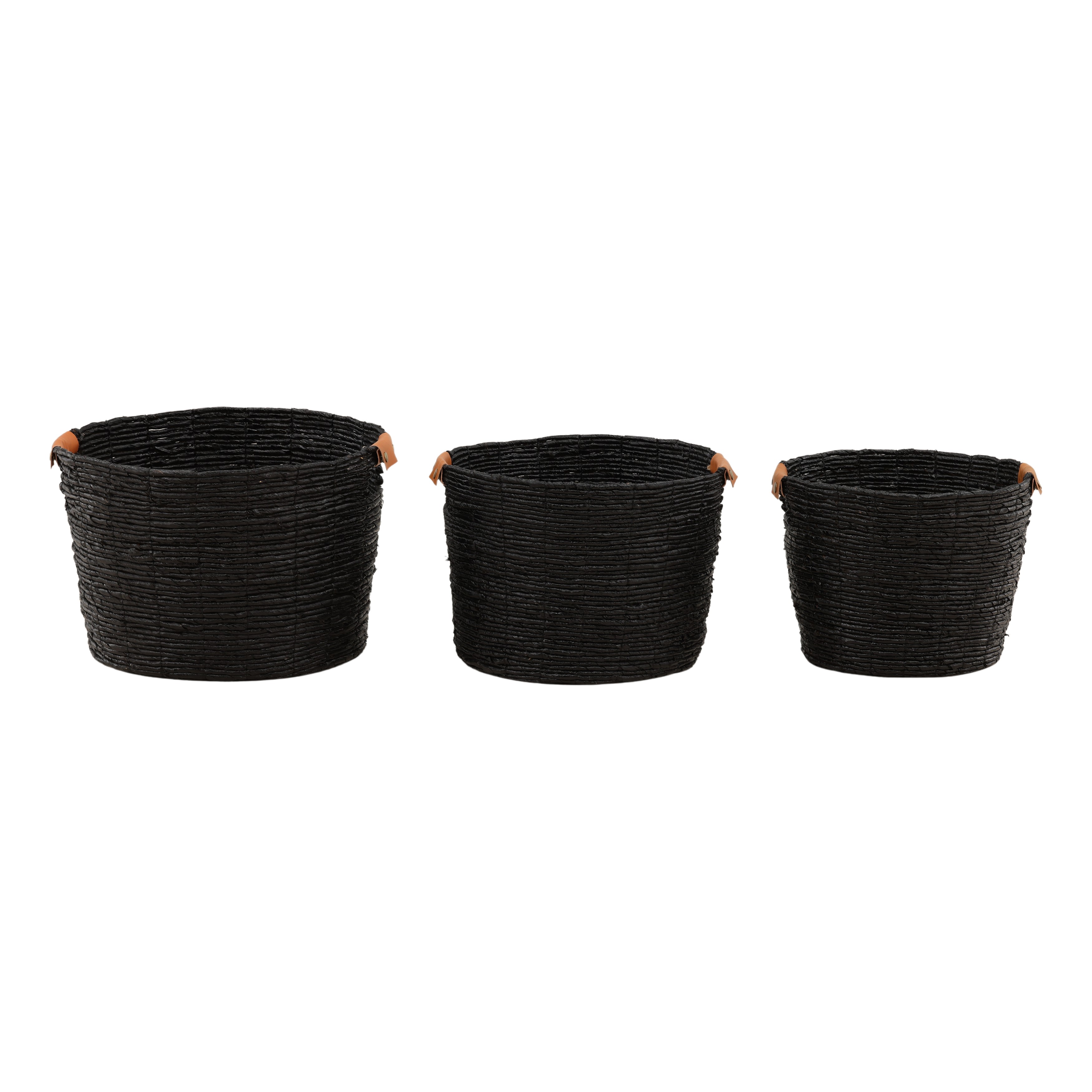 Lorian Basket Set of 3 Black, Bins & Basket by Dovetail, 18.5" width x 12.59" height x 18.5" diameter x 18.5" depth View 1