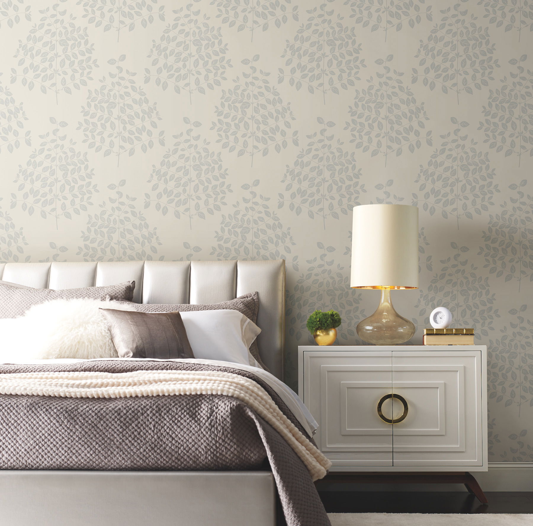 Tender Cream & Silver Wallpaper, by York Wall, 27' length x 2'3" width x 0.02" depth View 3