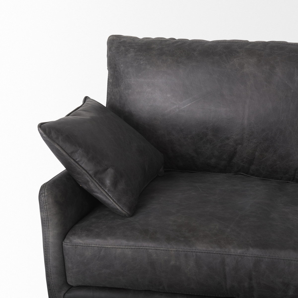 Cochrane 82L x 33W x 32.3 Black Leather Three Seater Sofa, Sofas & Sectional by Mercana, 82" length x 33" width x 32" height View 11