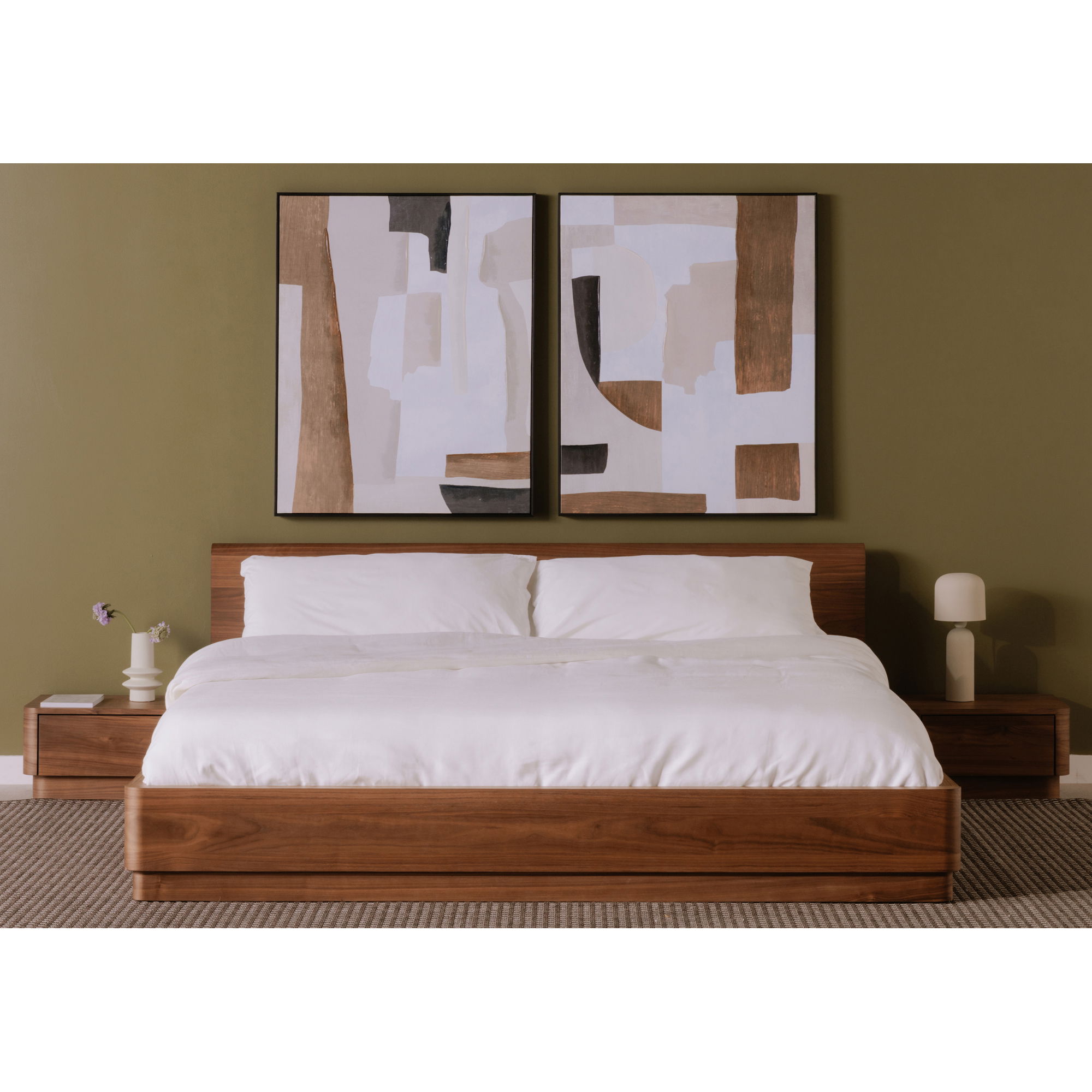Round Off Queen Bed Walnut Brown, by Moe's Home, 64" width x 30" height x 84" depth View 11