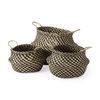 Gaia   Set of 3 Light and Dark Brown Cross Patterend Belly Seagrass Basket, Bins & Basket by Mercana, 17.72" length x 17.72" width x 20.47" height thumbnail 1