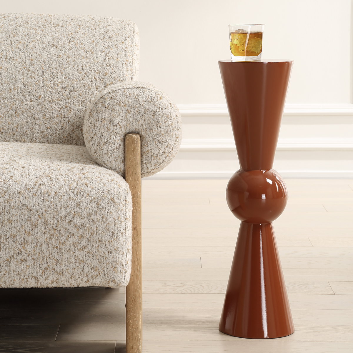 Hepler Gloss Terracotta Drink Table, Side & End Table by Uttermost, 7" width x 25" height x 7" depth View 2