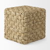 Adele   Medium Brown Seagrass Woven Square Pouf, Ottoman by Mercana, 17.72" length x 17.72" width x 17.72" height thumbnail 4